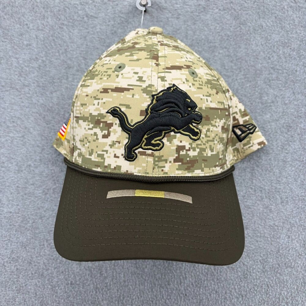 Detroit Lions 2025 NFL Salute to Service New Era 39THIRTY Flex Camo Hat M/L NWT